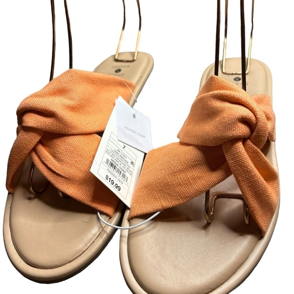 Shade and Shore Slip On Flat Sandal w/Memory Foam-Orange/Tan NWT Size 7 - Picture 5 of 12